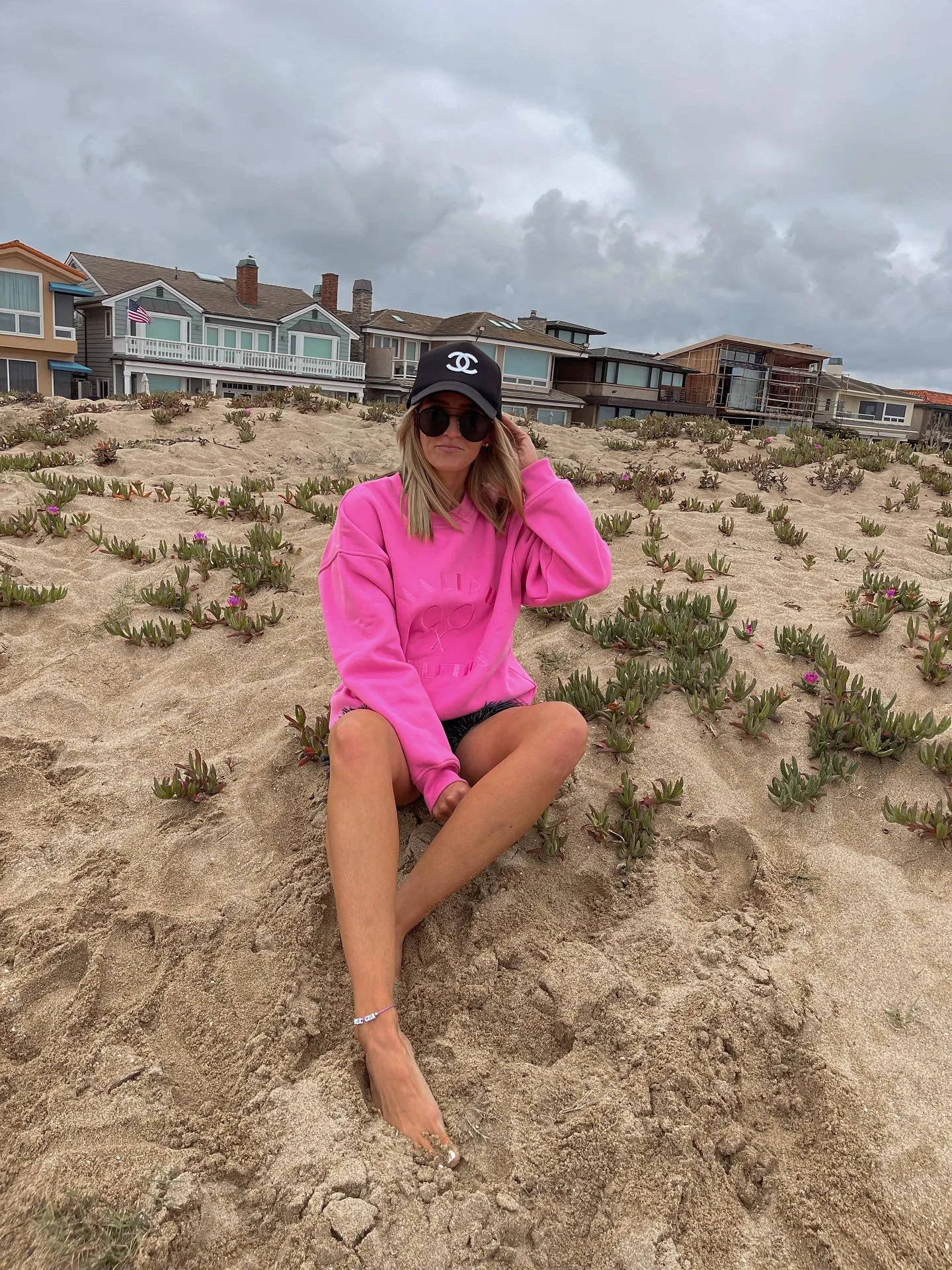 Malibu Athletics Embroidered Pullover Crewneck Sweatshirt