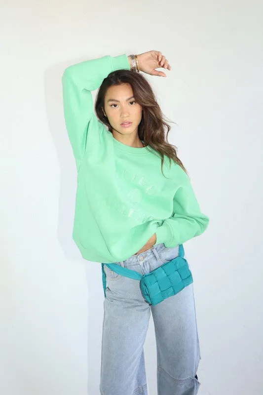Malibu Athletics Embroidered Pullover Crewneck Sweatshirt