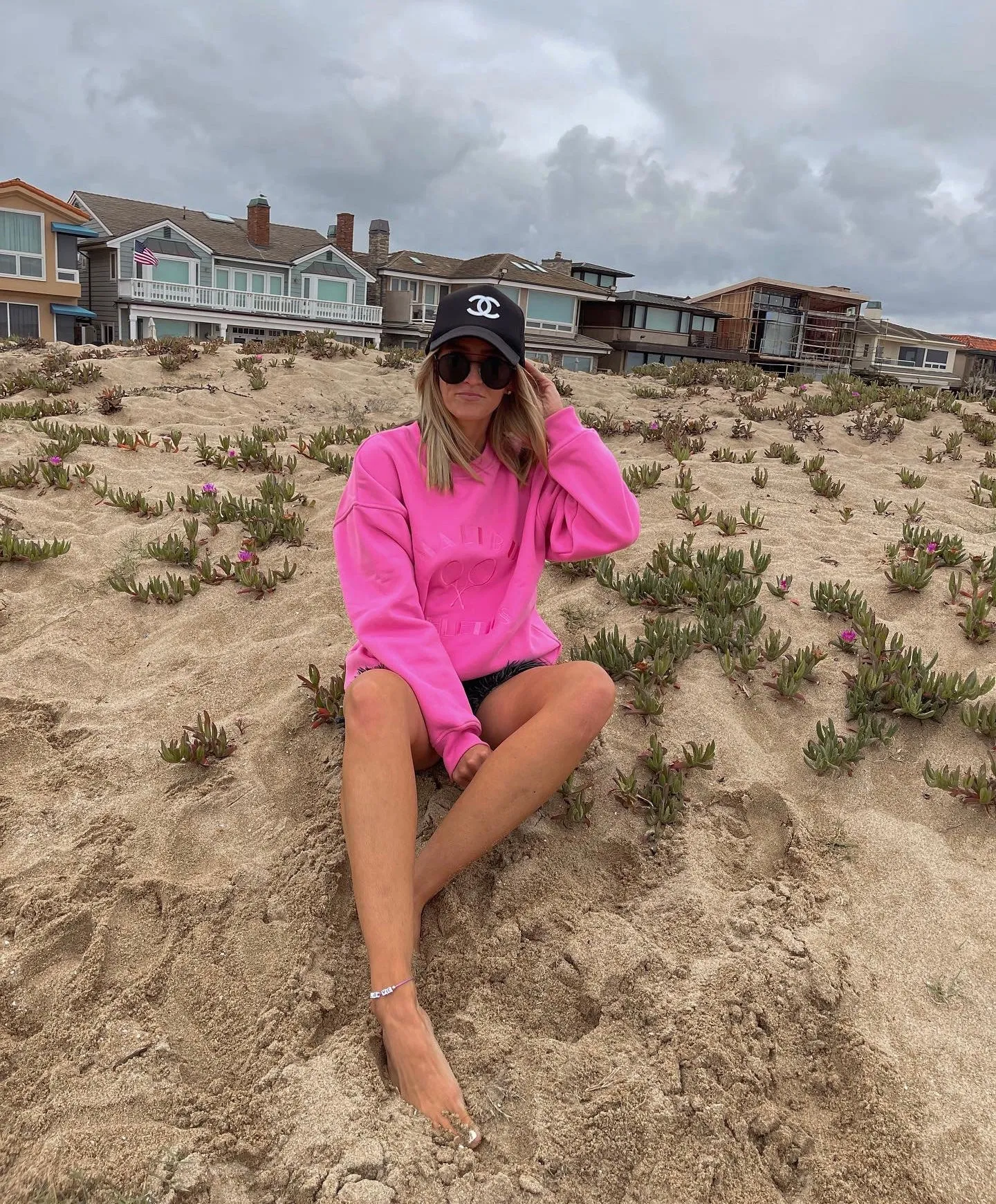 Malibu Athletics Embroidered Pullover Crewneck Sweatshirt
