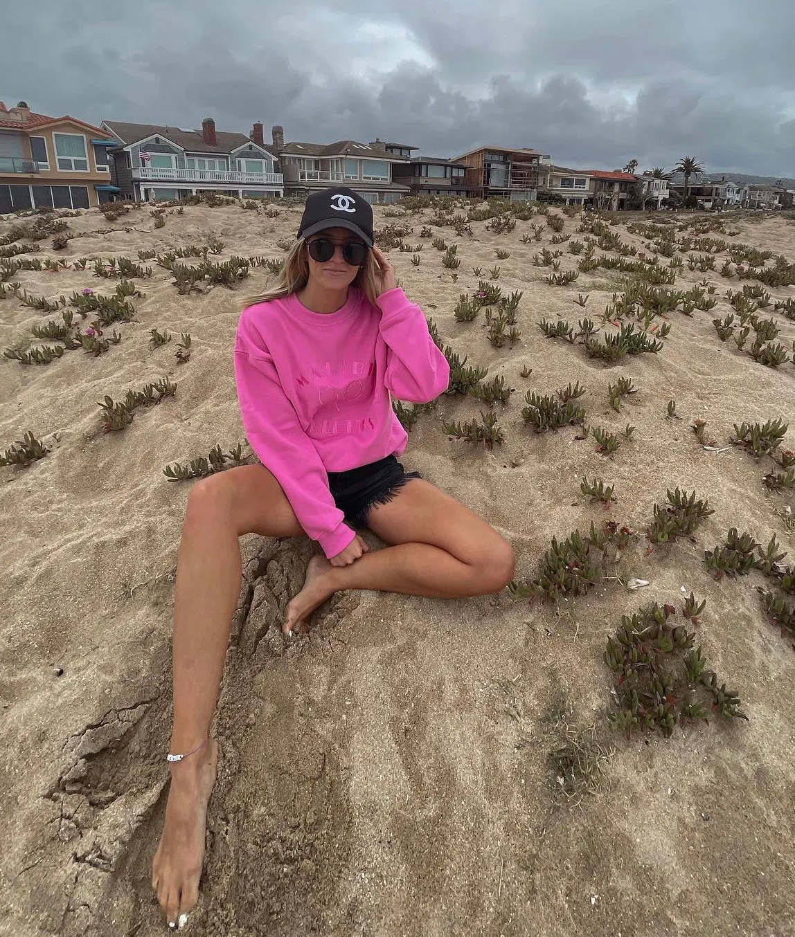 Malibu Athletics Embroidered Pullover Crewneck Sweatshirt
