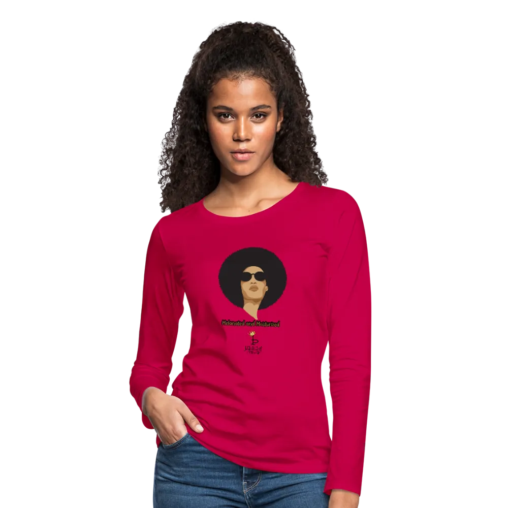 Melanated and Moisturized -Women's Premium Slim Fit Long Sleeve T-Shirt