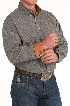 MENS BROWN PRINT CINCH LONG SLEEVE SHIRT