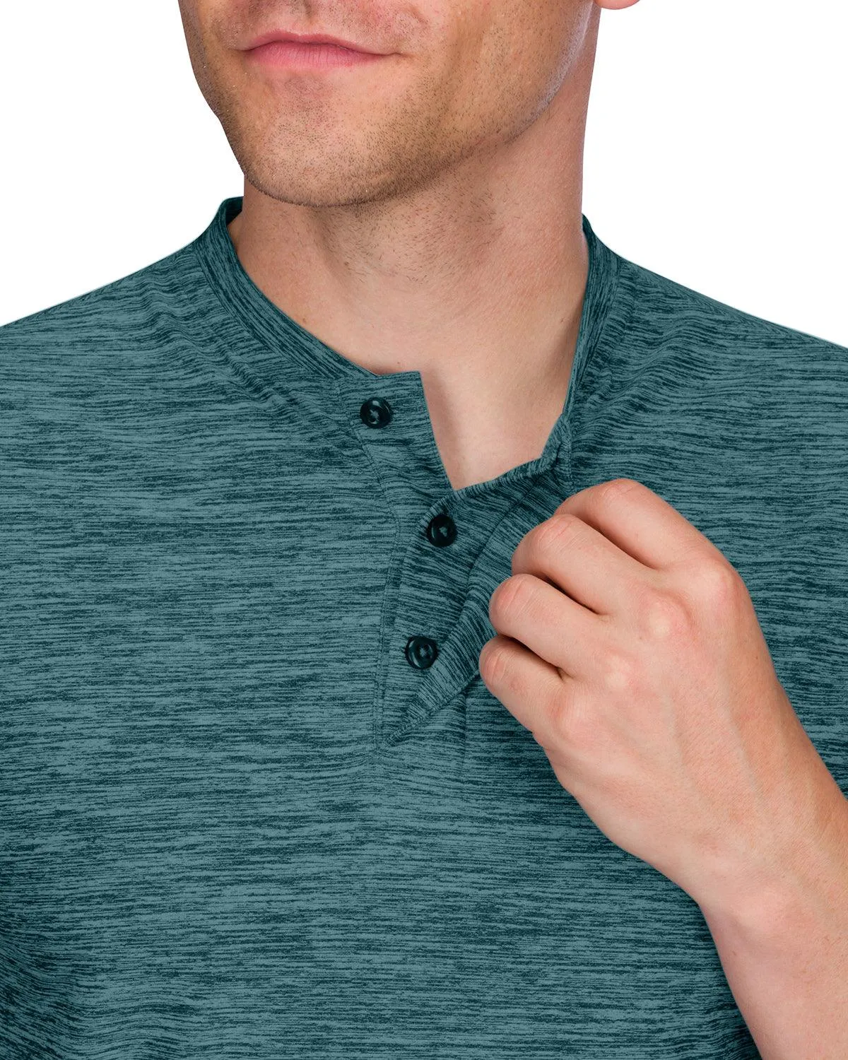 Men's Heathered Collarless Golf Polos
