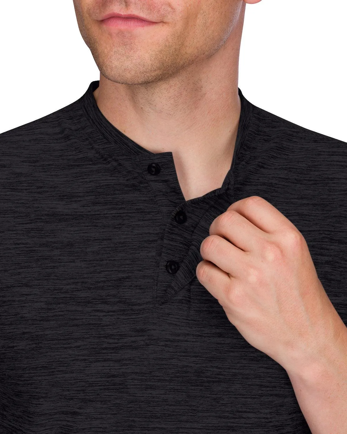 Men's Heathered Collarless Golf Polos