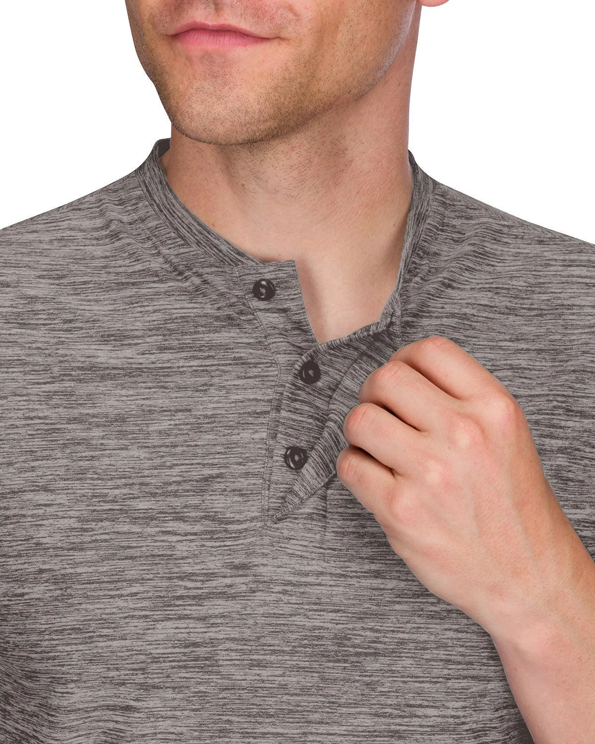 Men's Heathered Collarless Golf Polos