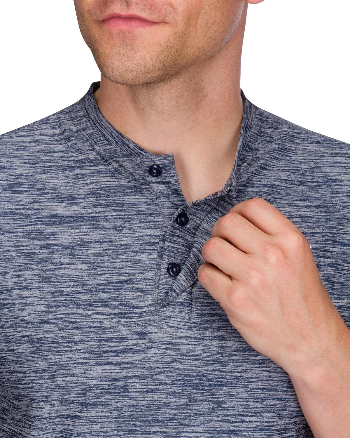 Men's Heathered Collarless Golf Polos