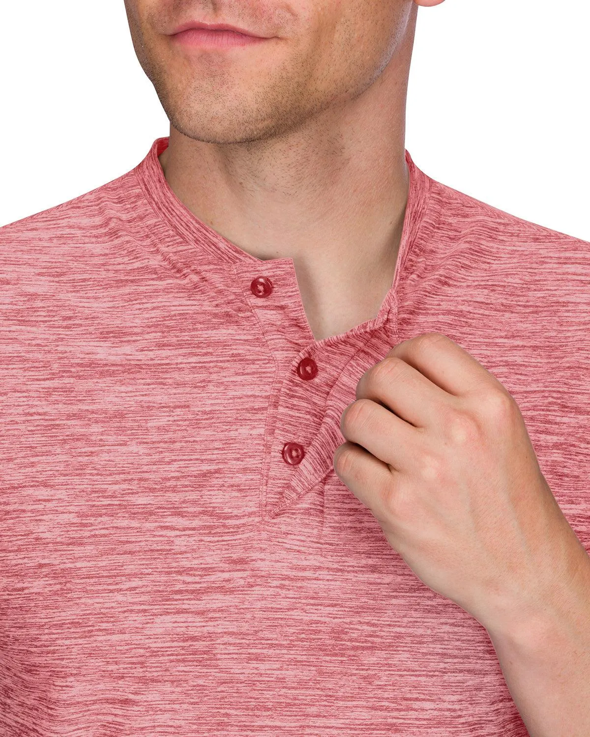 Men's Heathered Collarless Golf Polos