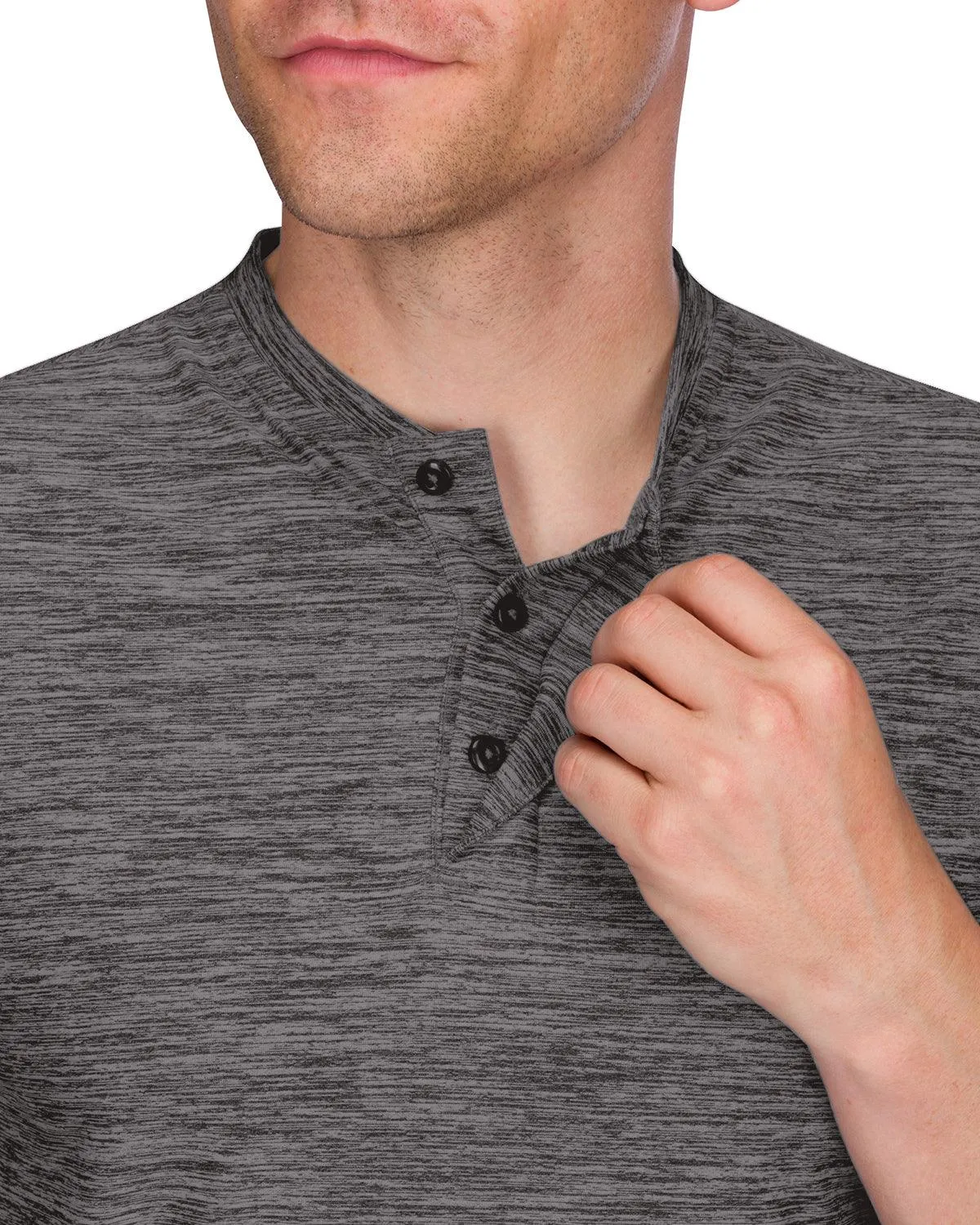 Men's Heathered Collarless Golf Polos