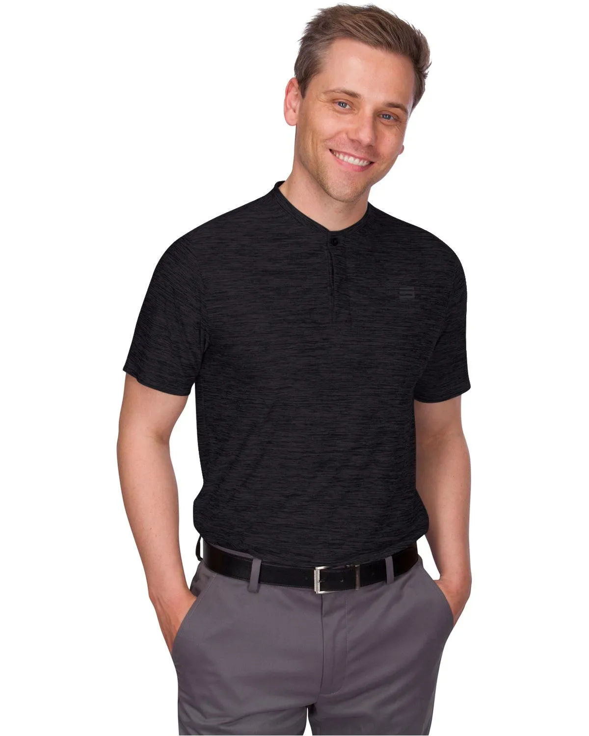 Men's Heathered Collarless Golf Polos