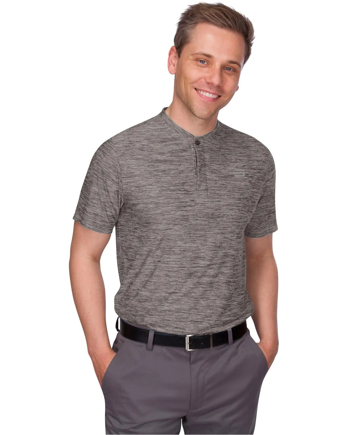 Men's Heathered Collarless Golf Polos