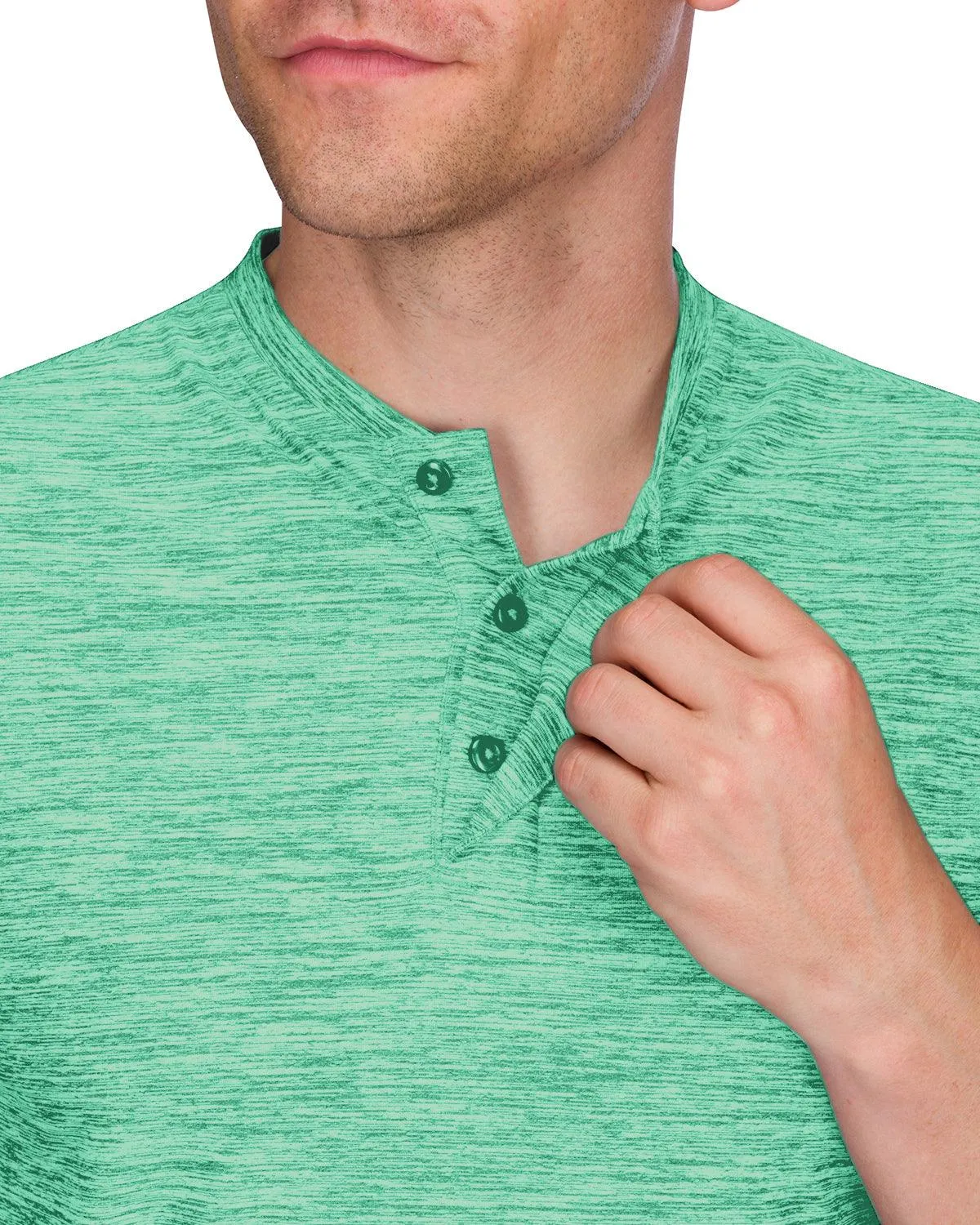 Men's Heathered Collarless Golf Polos