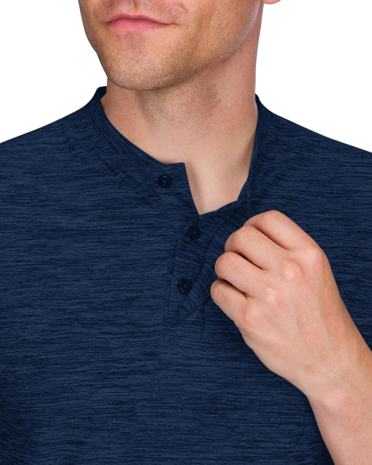 Men's Heathered Collarless Golf Polos