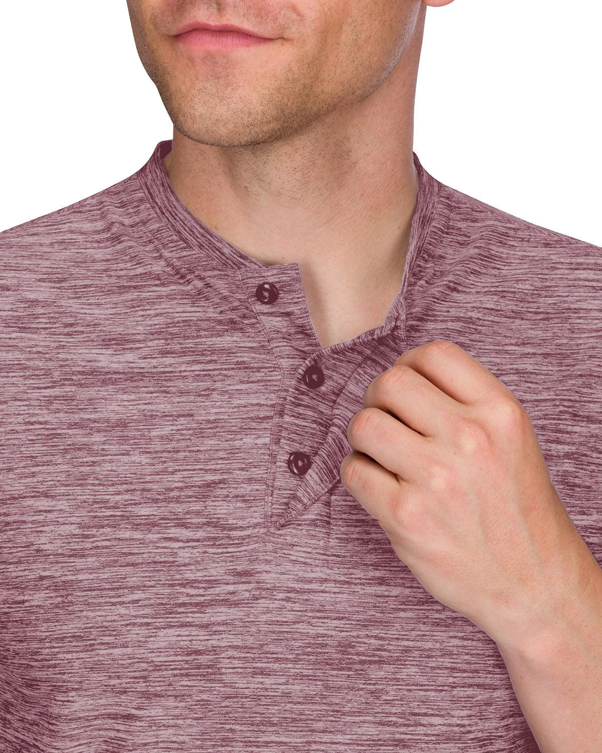 Men's Heathered Collarless Golf Polos