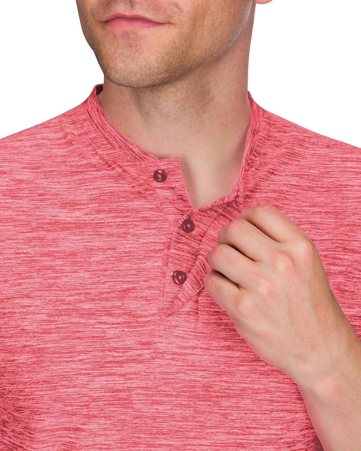 Men's Heathered Collarless Golf Polos