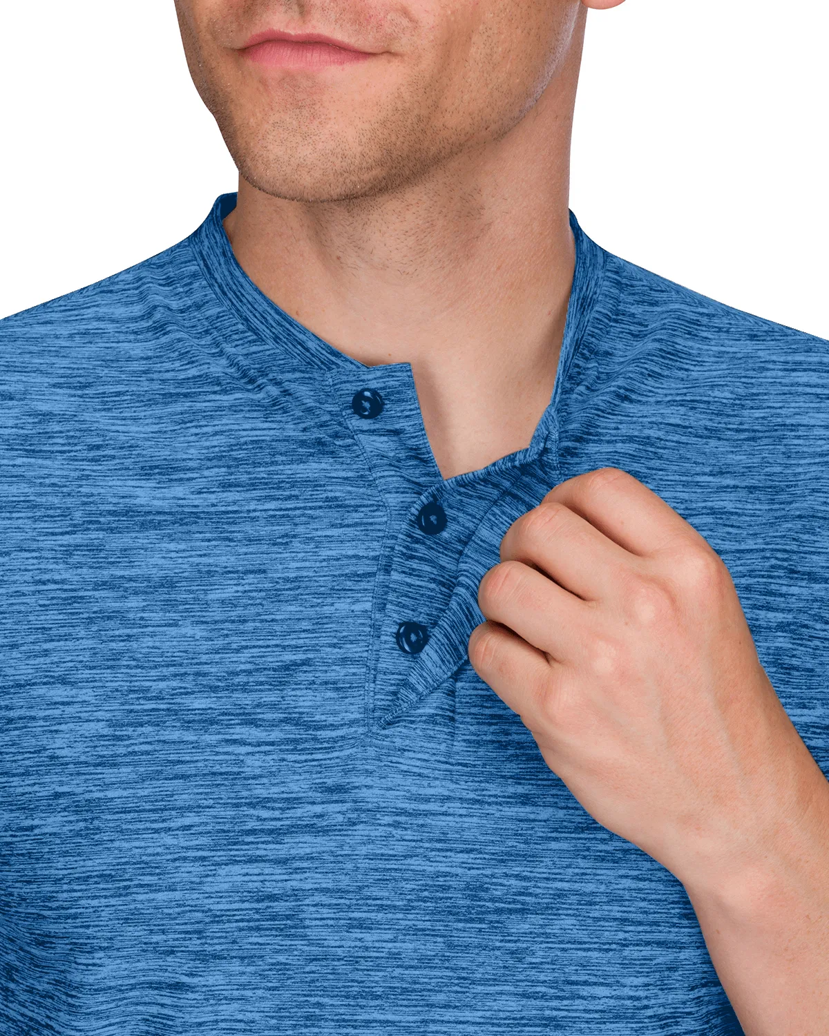 Men's Heathered Collarless Golf Polos
