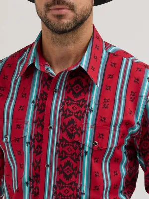 MENS RED CHECOTAH WESTERN LONG SLEEVE SHIRT