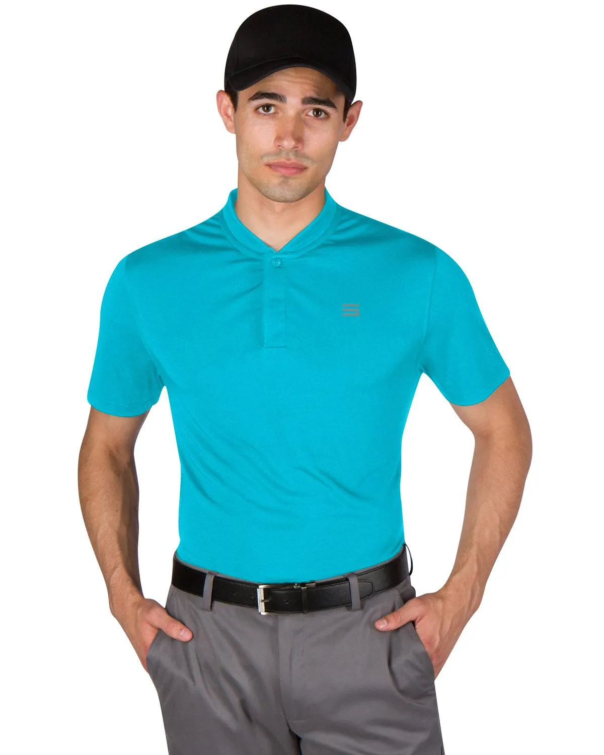 Men's Solid Collarless Golf Polo