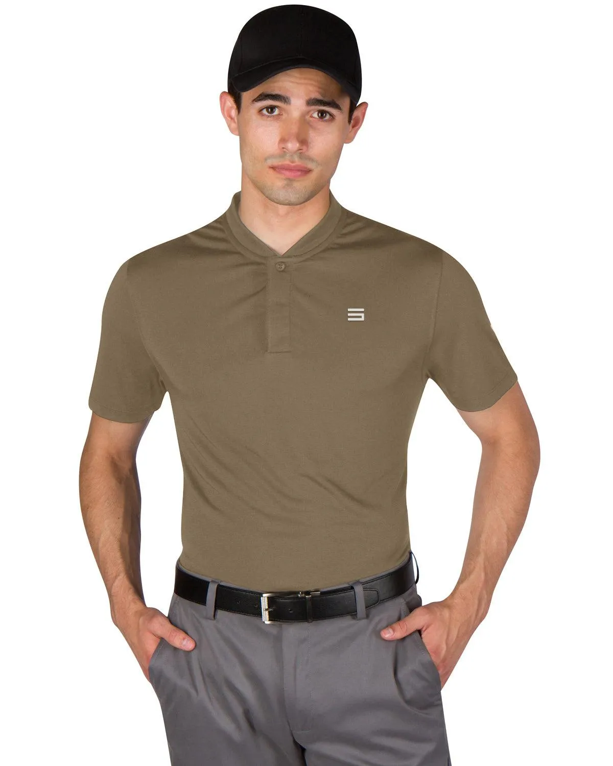 Men's Solid Collarless Golf Polo