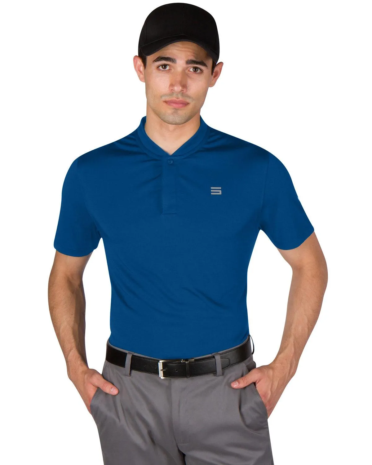 Men's Solid Collarless Golf Polo