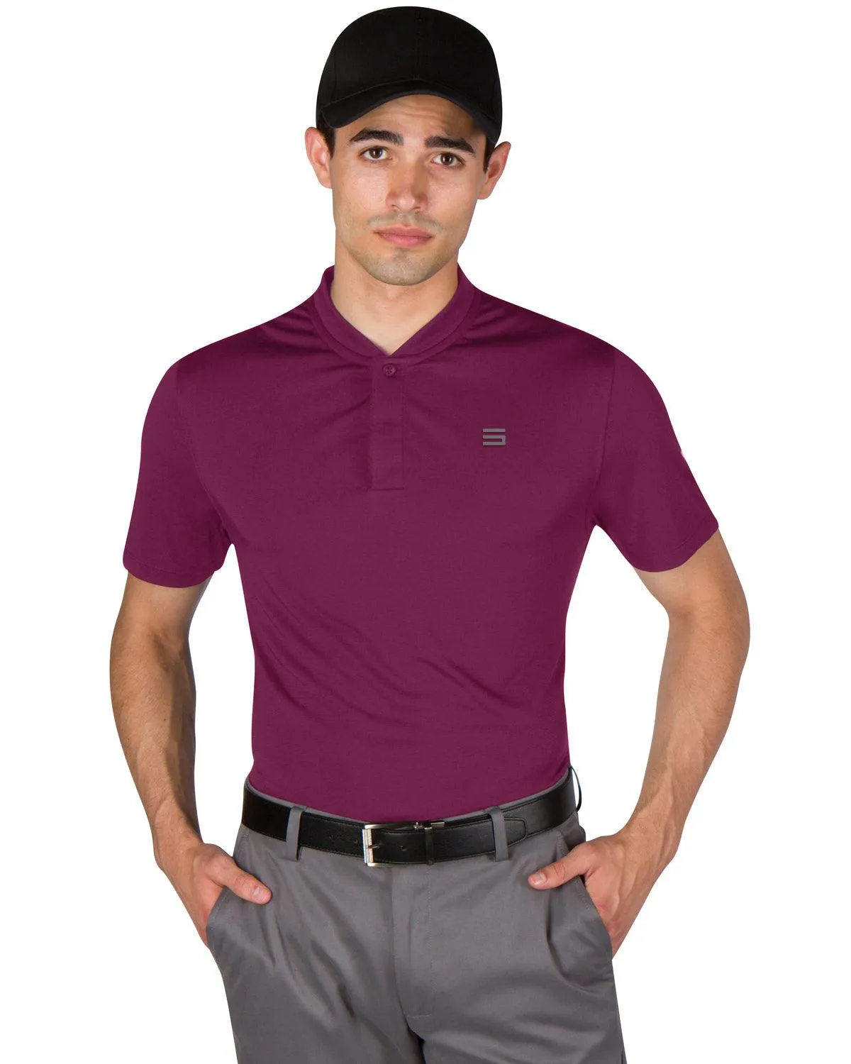 Men's Solid Collarless Golf Polo