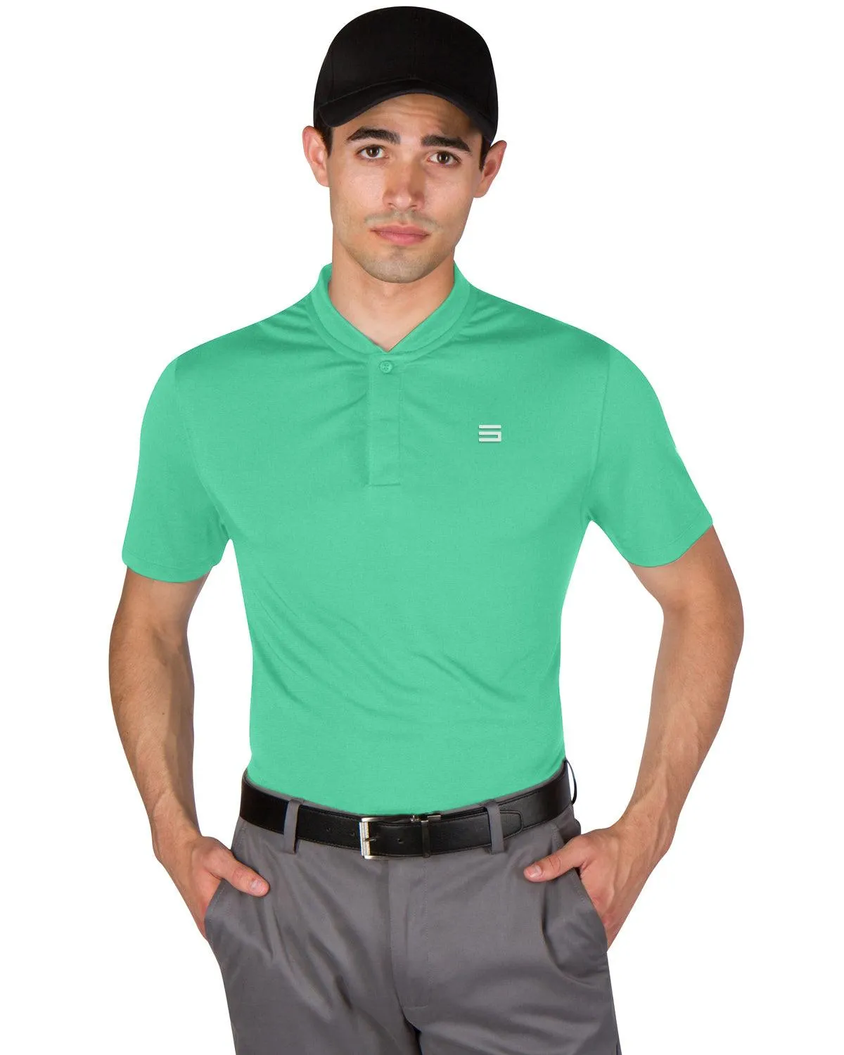 Men's Solid Collarless Golf Polo