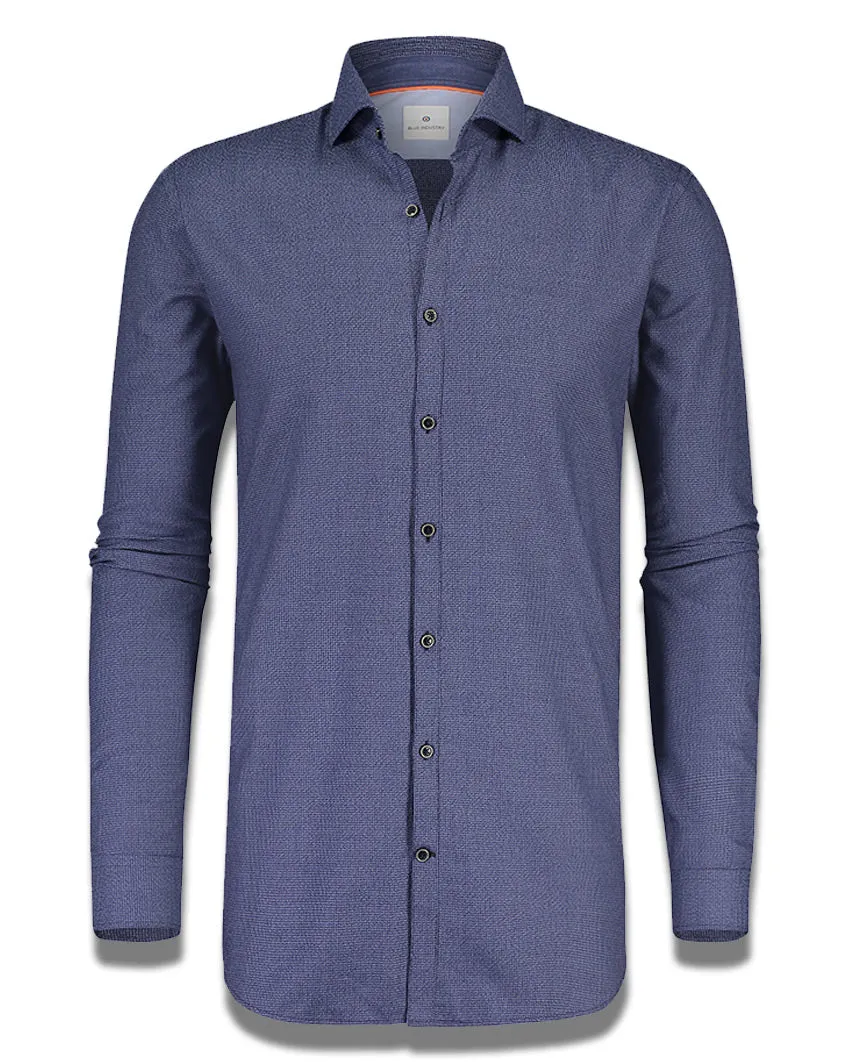 Micro Weave Comfort Navy Shirt