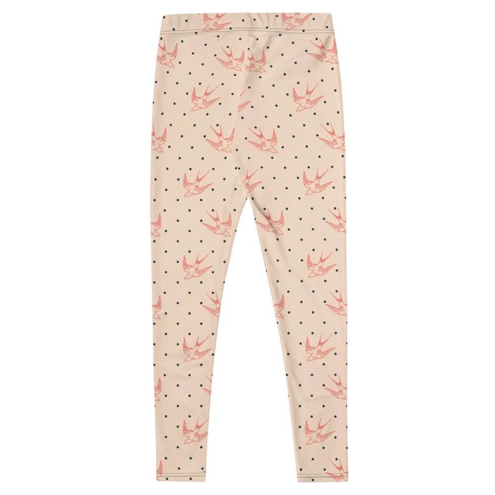 Microfiber yarn leggings-Bird allover print