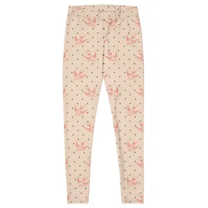 Microfiber yarn leggings-Bird allover print