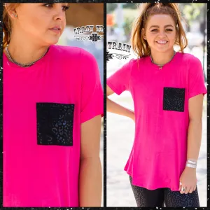MIDNIGHT LEOPARD POCKET TOP {PINK}