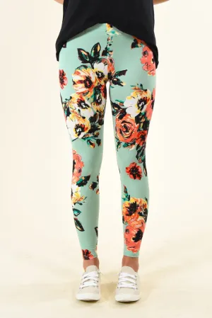 Mint Floral Leggings
