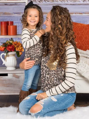 Mommy and Me Gold Pocket Leopard Top