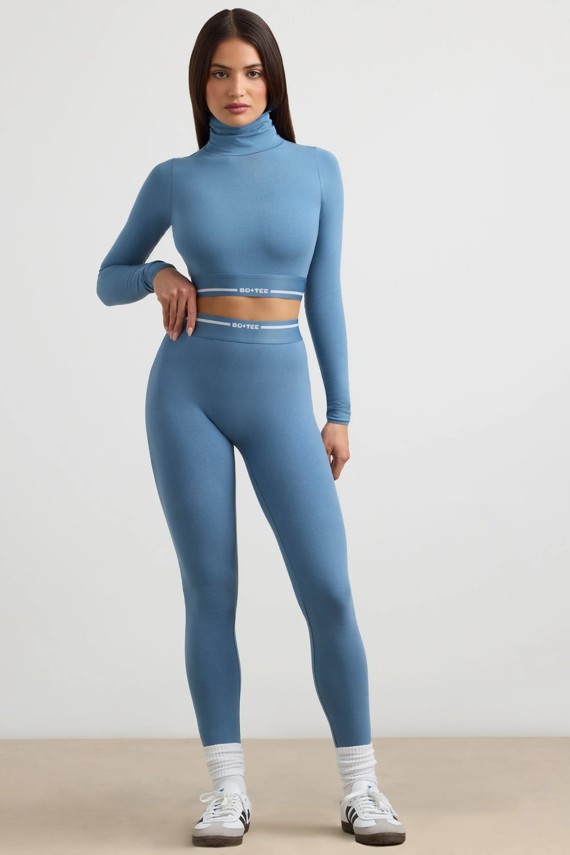 Necessity - Petite High-Waist Leggings in Steel Blue