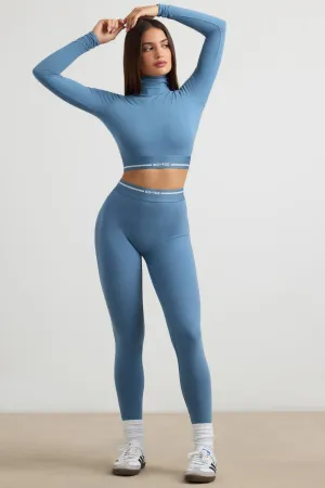 Necessity - Petite High-Waist Leggings in Steel Blue