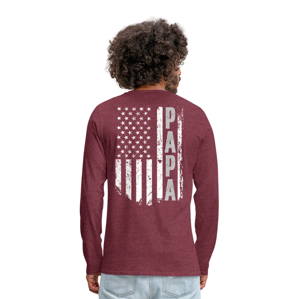 Papa American Flag Men's Premium Long Sleeve T-Shirt
