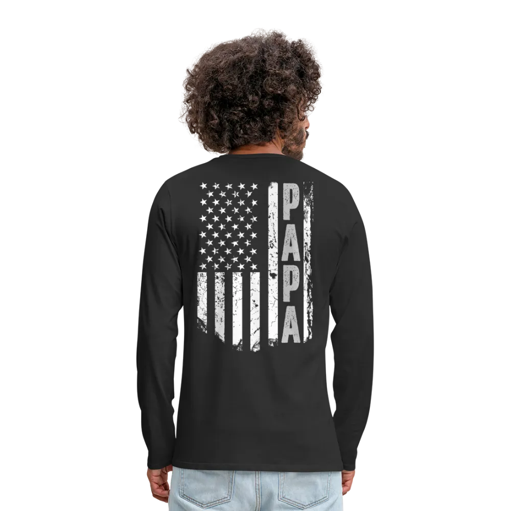 Papa American Flag Men's Premium Long Sleeve T-Shirt