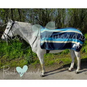 Personalised Ride On Striped Fleece Rug - Unicorn Style