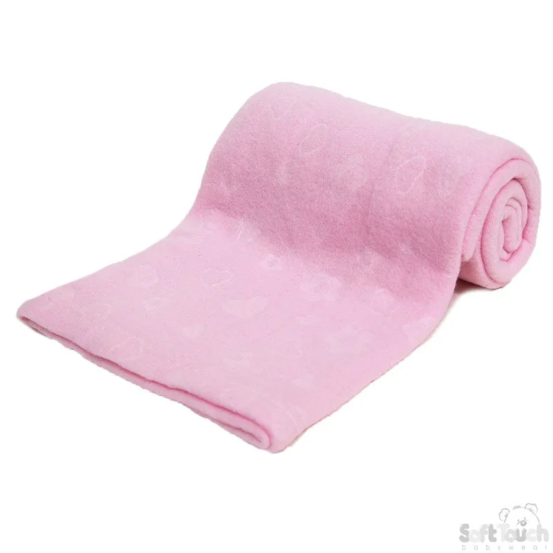 PINK EMBOSSED FLEECE BABY WRAP (RP) (PK12) FBP05-P