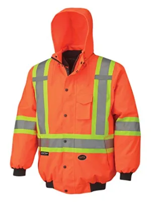 Pioneer V1120350-2XL Winter 6-in-1 Bomber Jacket - 100% Waterproof hi-viz Rainwear, Orange, 2XL