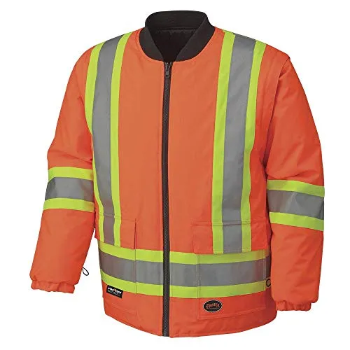 Pioneer V1120350-2XL Winter 6-in-1 Bomber Jacket - 100% Waterproof hi-viz Rainwear, Orange, 2XL