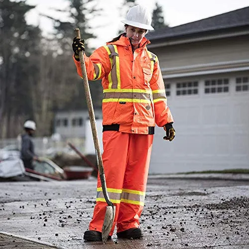Pioneer V1120350-2XL Winter 6-in-1 Bomber Jacket - 100% Waterproof hi-viz Rainwear, Orange, 2XL