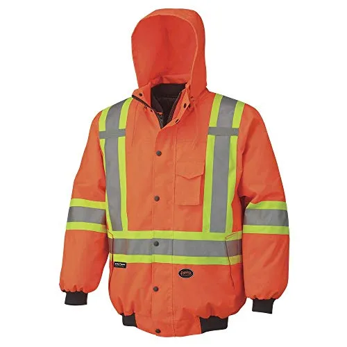 Pioneer V1120350-2XL Winter 6-in-1 Bomber Jacket - 100% Waterproof hi-viz Rainwear, Orange, 2XL