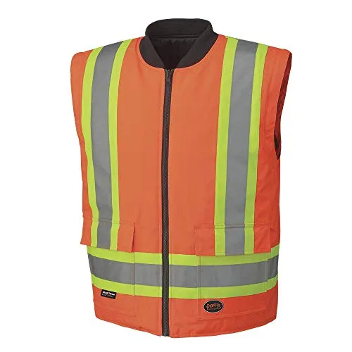 Pioneer V1120350-2XL Winter 6-in-1 Bomber Jacket - 100% Waterproof hi-viz Rainwear, Orange, 2XL