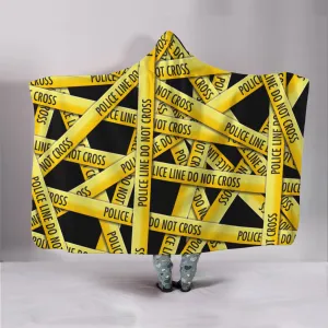 Police Tape Black Hooded Blanket