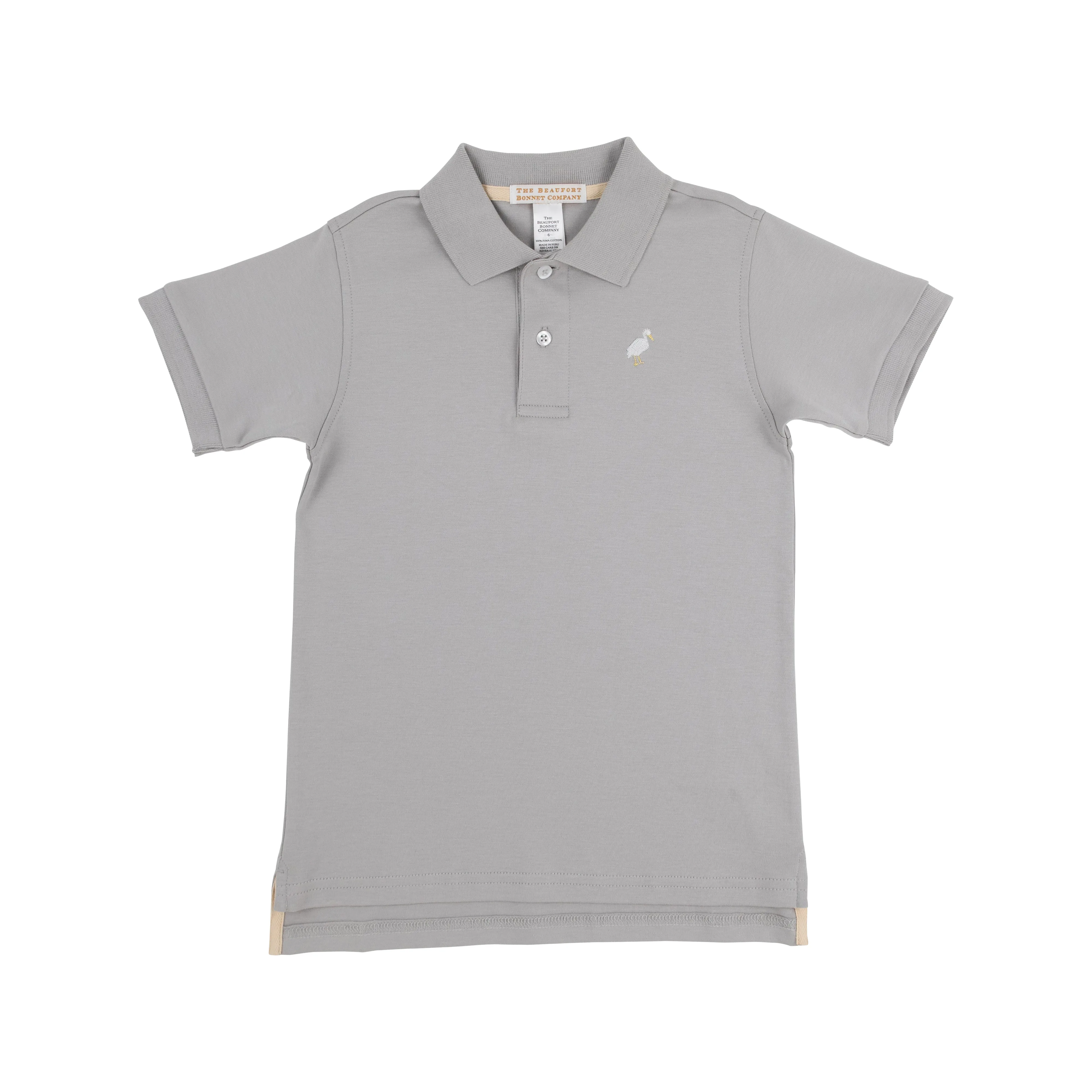 Prim & Proper Polo & Onesie - Grantley Gray with Multicolor Stork