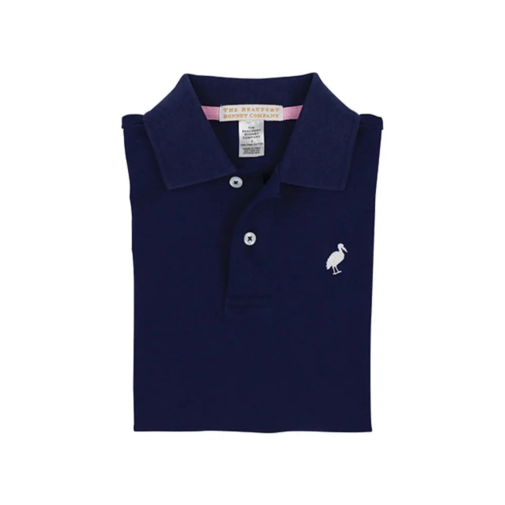 Prim & Proper Polo & Onesie, Nantucket Navy with Worth Avenue White Stork