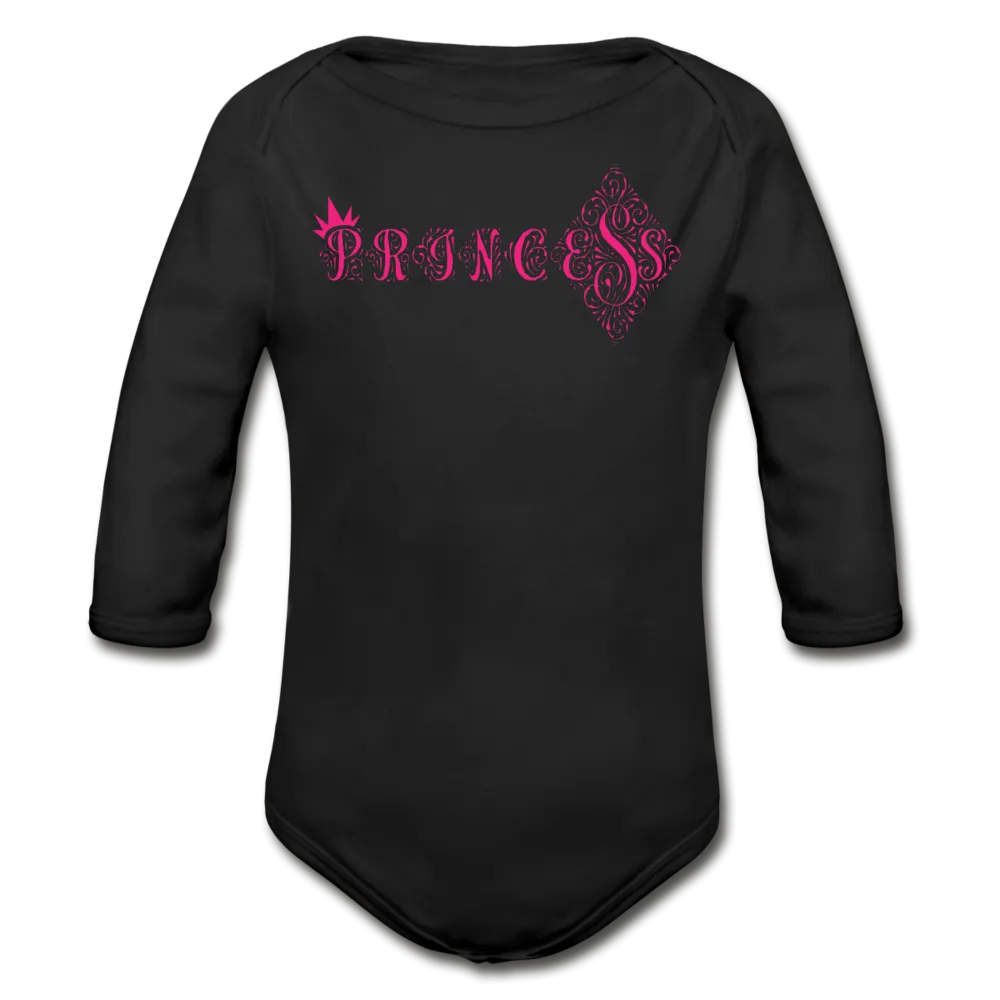 Princess Black Long Sleeve Baby Bodysuit