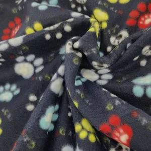 Printed Polar Fleece Fabric 150 cm Paws Navy