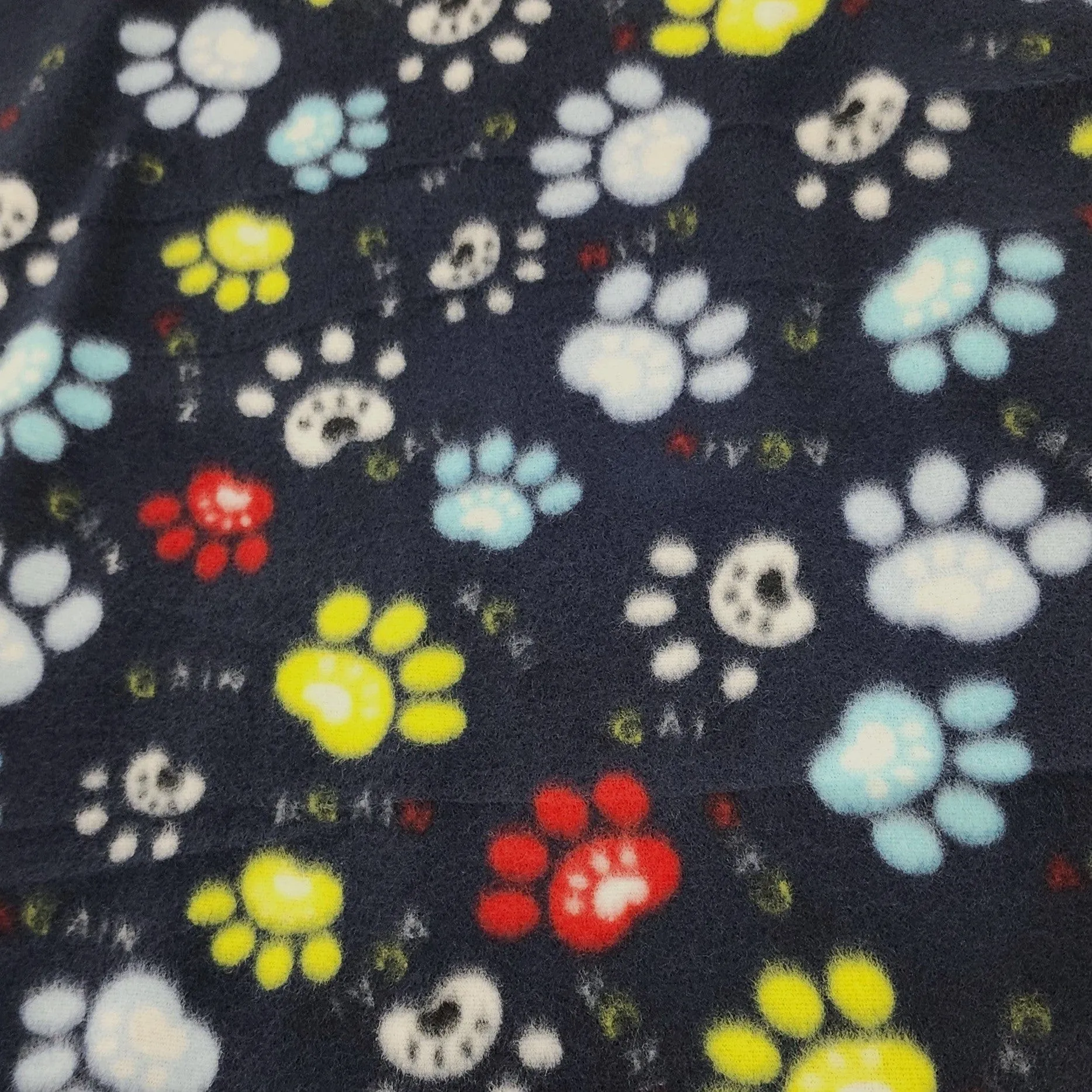 Printed Polar Fleece Fabric 150 cm Paws Navy