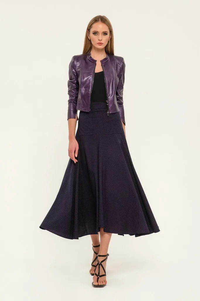 Purple Elegant Day Godet Maxi Skirt with Pockets