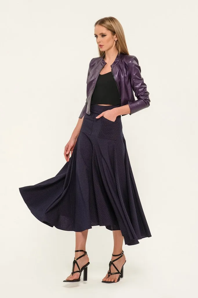 Purple Elegant Day Godet Maxi Skirt with Pockets